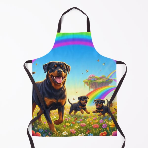 Item preview, Joyful Rottweiler Family Running in Rainbow Paradise designed and sold by PetMemorialArt.