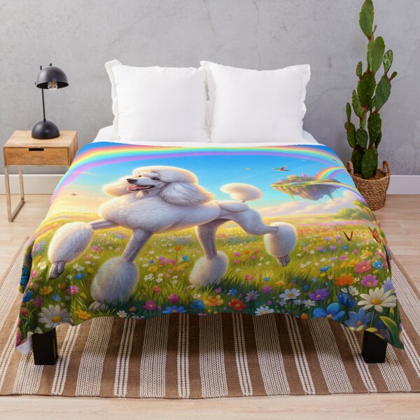 Item preview, Happy Standard Poodle Running Over Rainbow Bridge designed and sold by PetMemorialArt.
