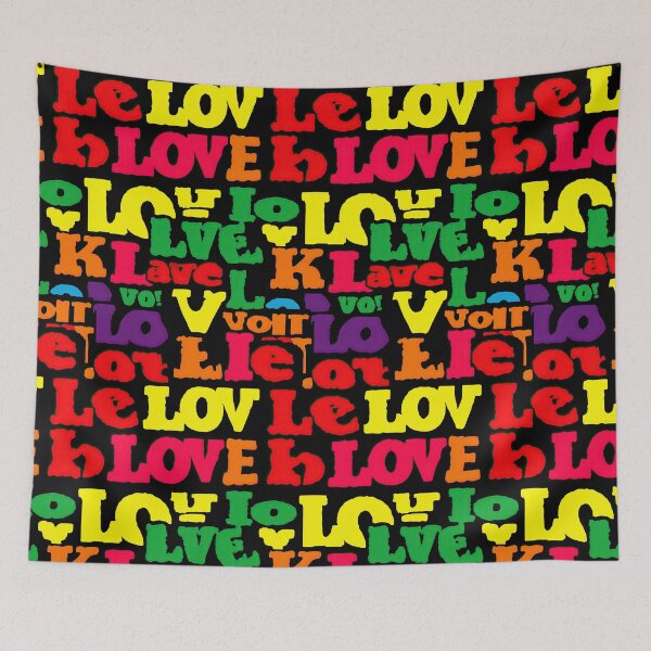 Item preview, Colorful Typography Pattern With Repeated Love Text Words designed and sold by Piotrek0001.