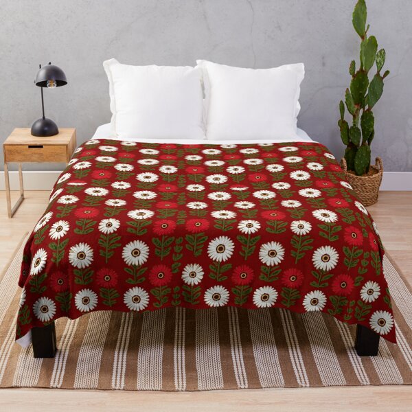 Item preview, Traditional Folk Art Floral Pattern On Dark Red designed and sold by Piotrek0001.