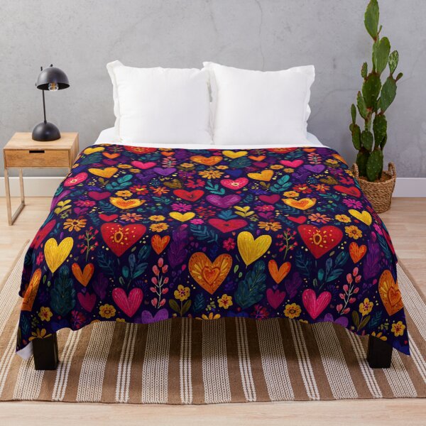 Item preview, Hand Drawn Colorful Hearts On Dark Blue Background designed and sold by Piotrek0001.