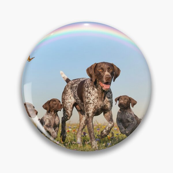 Item preview, Joyful German Shorthaired Pointer Family in Rainbow Paradise designed and sold by PetMemorialArt.