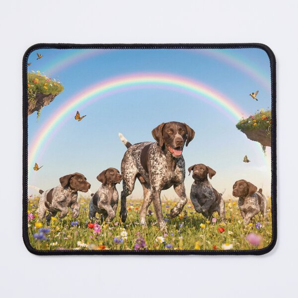 Item preview, Joyful German Shorthaired Pointer Family in Rainbow Paradise designed and sold by PetMemorialArt.