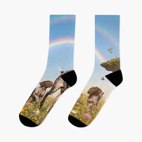 Item preview, Joyful German Shorthaired Pointer Family in Rainbow Paradise designed and sold by PetMemorialArt.