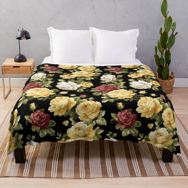 Item preview, Yellow And Maroon Roses On Dark Floral Background designed and sold by Piotrek0001.