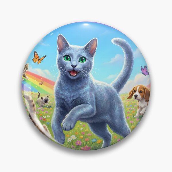 Item preview, Joyful Russian Blue and Friends in Rainbow Paradise designed and sold by PetMemorialArt.