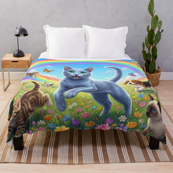 Item preview, Joyful Russian Blue and Friends in Rainbow Paradise designed and sold by PetMemorialArt.
