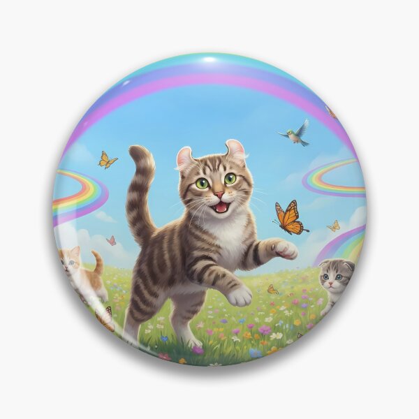 Item preview, Joyful American Curl and Kittens in Rainbow Paradise designed and sold by PetMemorialArt.