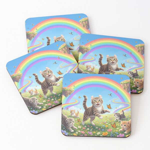 Item preview, Joyful American Curl and Kittens in Rainbow Paradise designed and sold by PetMemorialArt.