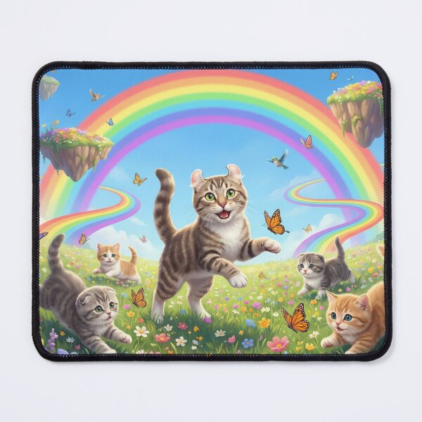 Item preview, Joyful American Curl and Kittens in Rainbow Paradise designed and sold by PetMemorialArt.