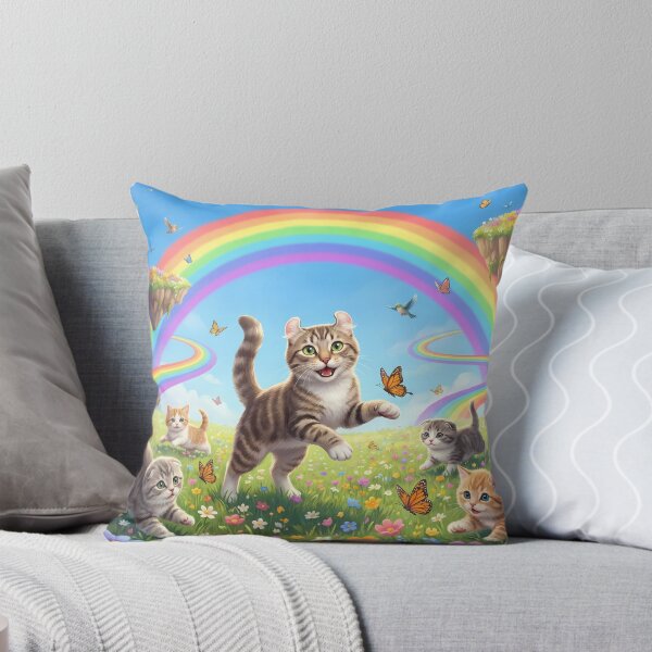 Item preview, Joyful American Curl and Kittens in Rainbow Paradise designed and sold by PetMemorialArt.