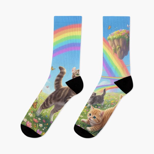 Item preview, Joyful American Curl and Kittens in Rainbow Paradise designed and sold by PetMemorialArt.