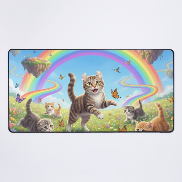 Item preview, Joyful American Curl and Kittens in Rainbow Paradise designed and sold by PetMemorialArt.