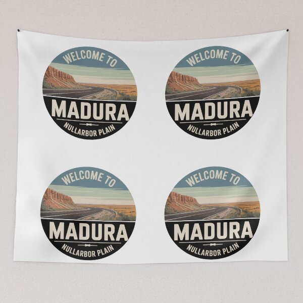 Item preview, Welcome to Madura — Nullarbor Plain Vintage Travel Sticker designed and sold by Random Designs.