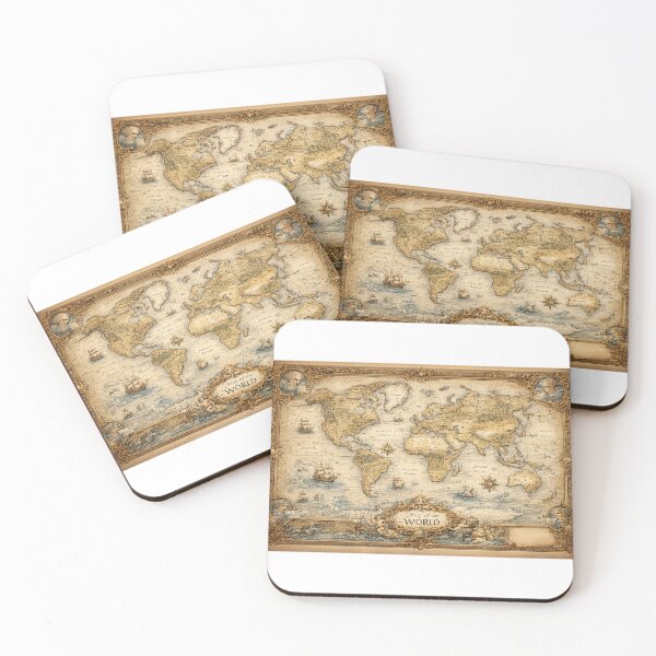 Item preview, Antique World Map designed and sold by GenzShoppingHub.