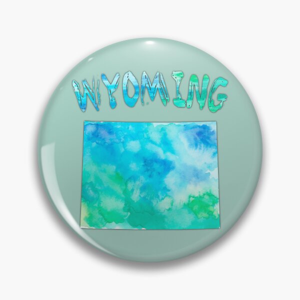 Item preview, Wyoming State Silhouette - Artistic Blue Teal Watercolor Map designed and sold by mashmosh.
