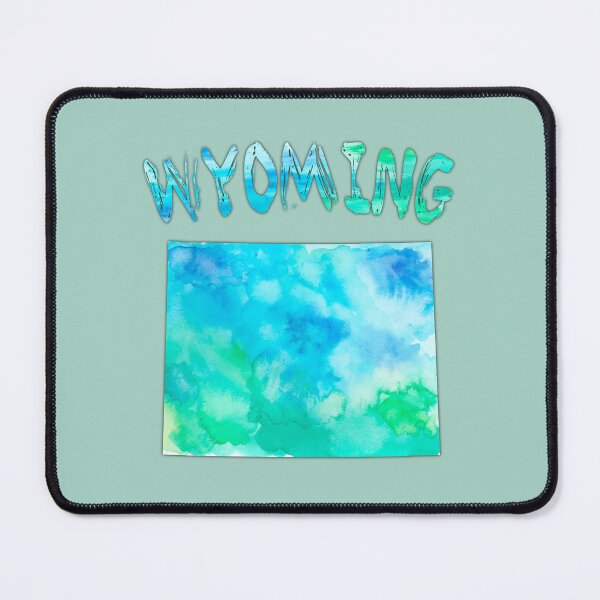 Item preview, Wyoming State Silhouette - Artistic Blue Teal Watercolor Map designed and sold by mashmosh.