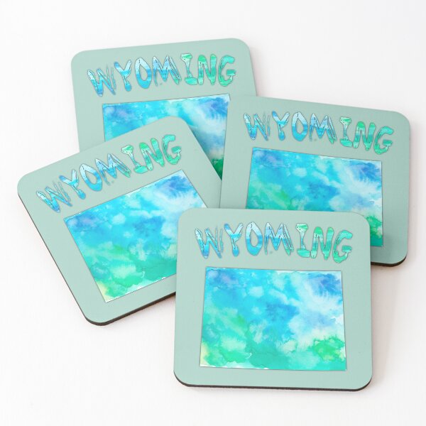 Item preview, Wyoming State Silhouette - Artistic Blue Teal Watercolor Map designed and sold by mashmosh.