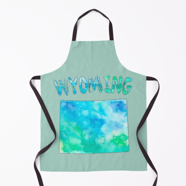 Item preview, Wyoming State Silhouette - Artistic Blue Teal Watercolor Map designed and sold by mashmosh.