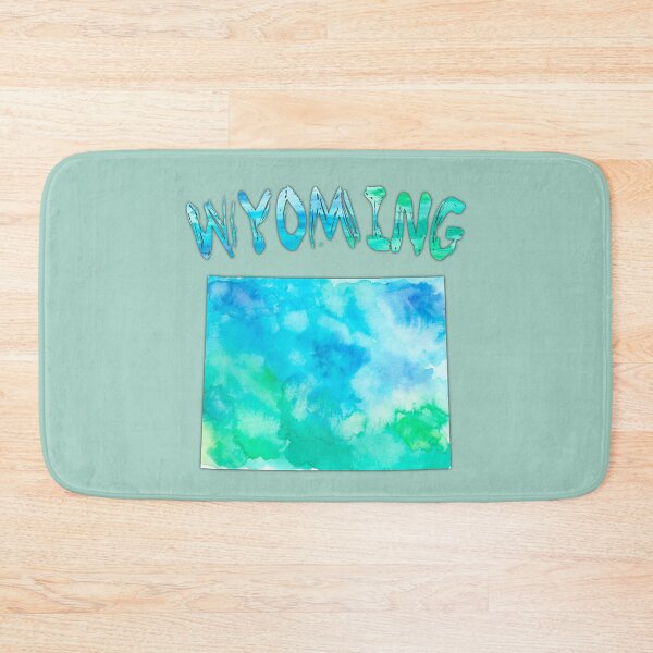 Item preview, Wyoming State Silhouette - Artistic Blue Teal Watercolor Map designed and sold by mashmosh.