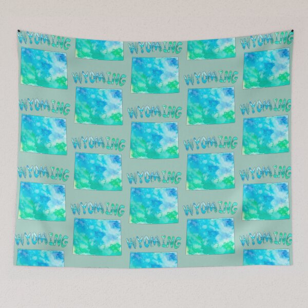Item preview, Wyoming State Silhouette - Artistic Blue Teal Watercolor Map designed and sold by mashmosh.
