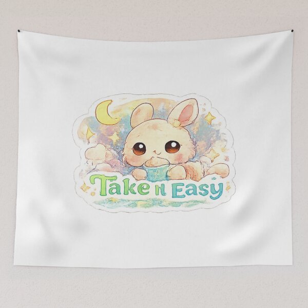 Item preview, Take It Easy – Cute Bunny Relaxing Aesthetic Sticker designed and sold by AmRishi.