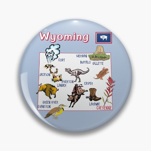 Item preview, Wyoming State Map, Icons of the Equality State Vintage Style designed and sold by mashmosh.