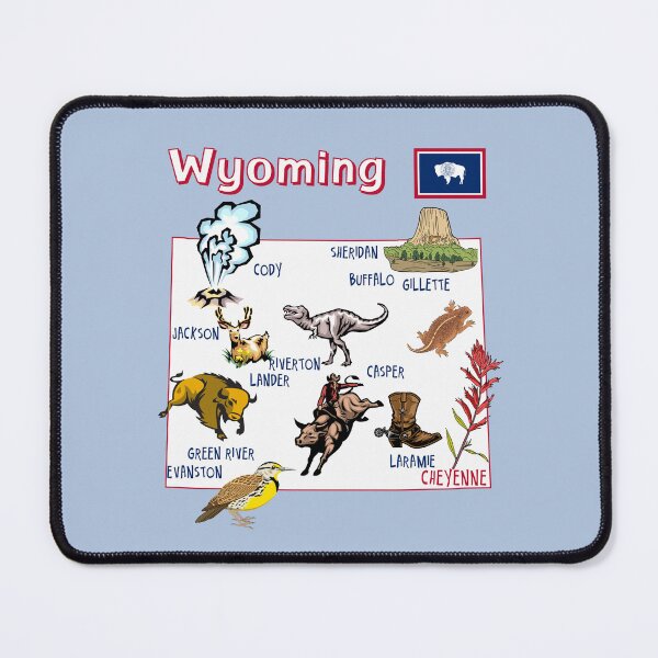 Item preview, Wyoming State Map, Icons of the Equality State Vintage Style designed and sold by mashmosh.