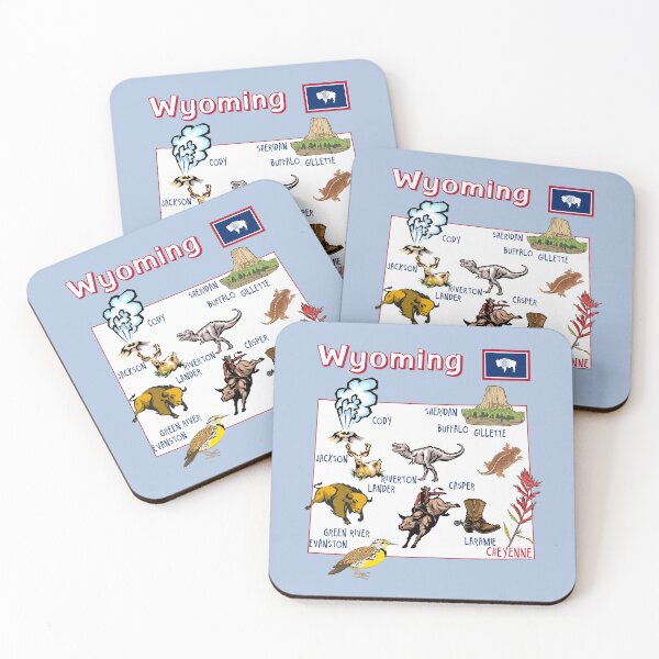 Item preview, Wyoming State Map, Icons of the Equality State Vintage Style designed and sold by mashmosh.