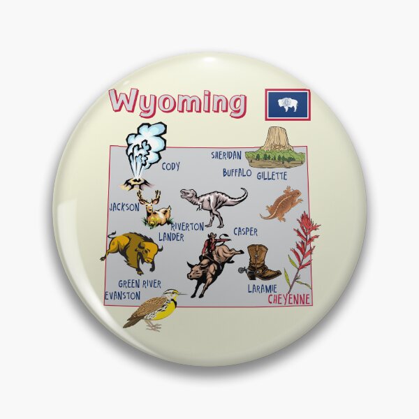 Item preview, Wyoming State Map - Landmarks & Wildlife Illustration designed and sold by mashmosh.