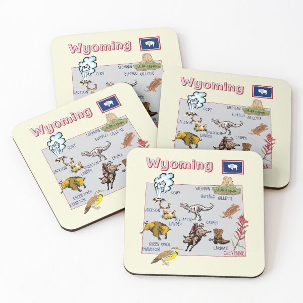 Item preview, Wyoming State Map - Landmarks & Wildlife Illustration designed and sold by mashmosh.