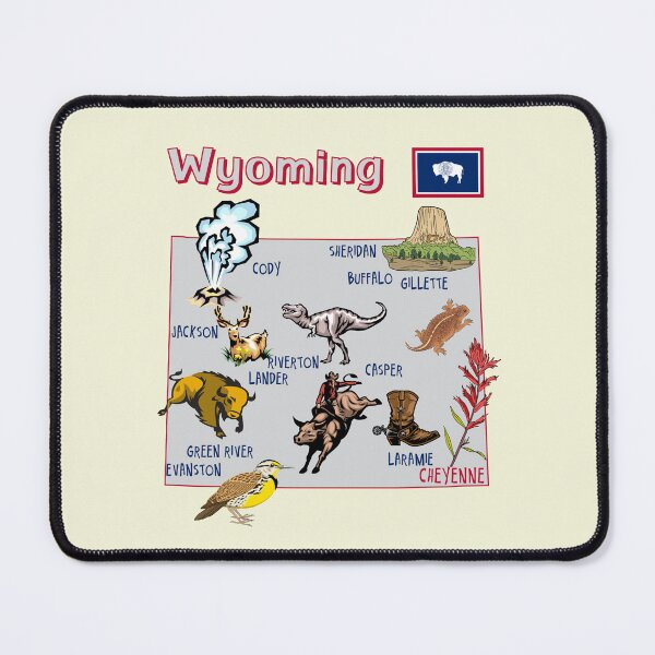 Item preview, Wyoming State Map - Landmarks & Wildlife Illustration designed and sold by mashmosh.