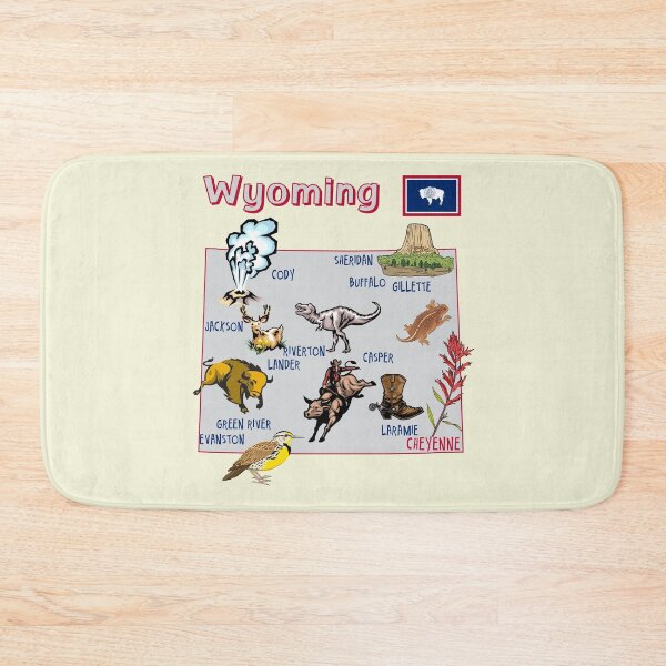 Item preview, Wyoming State Map - Landmarks & Wildlife Illustration designed and sold by mashmosh.