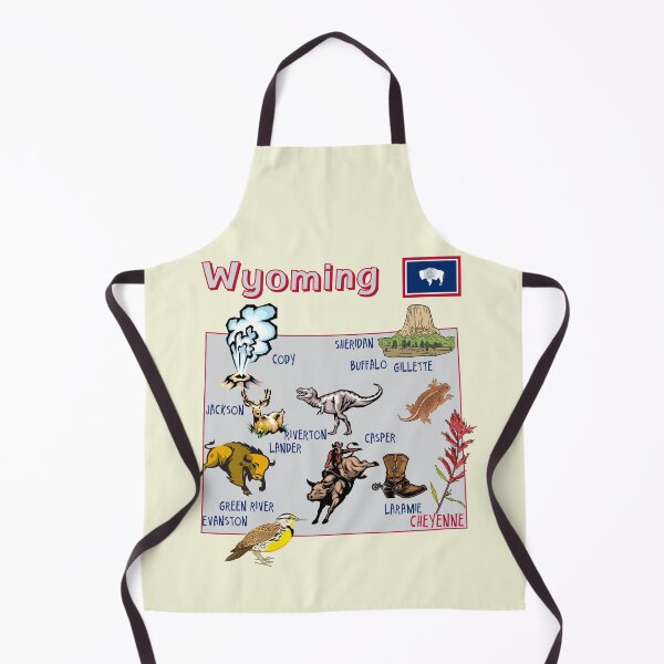 Item preview, Wyoming State Map - Landmarks & Wildlife Illustration designed and sold by mashmosh.