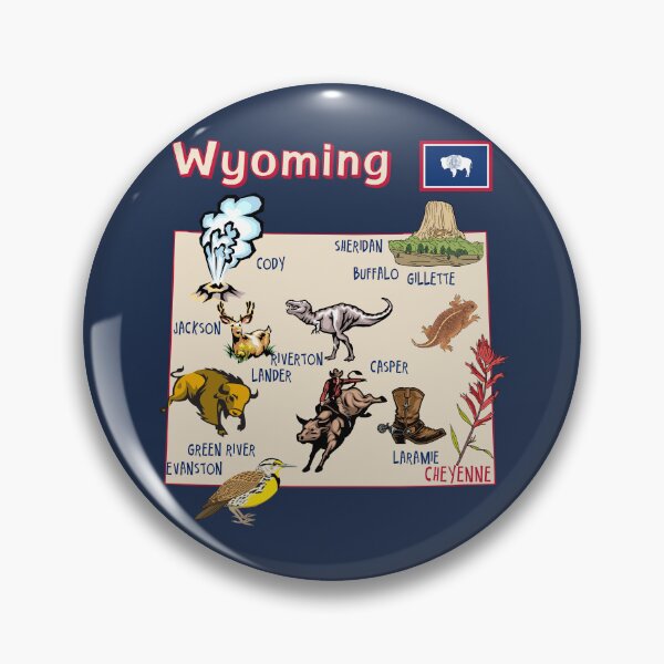 Item preview, Wyoming State Map, Icons & Landmarks Art designed and sold by mashmosh.