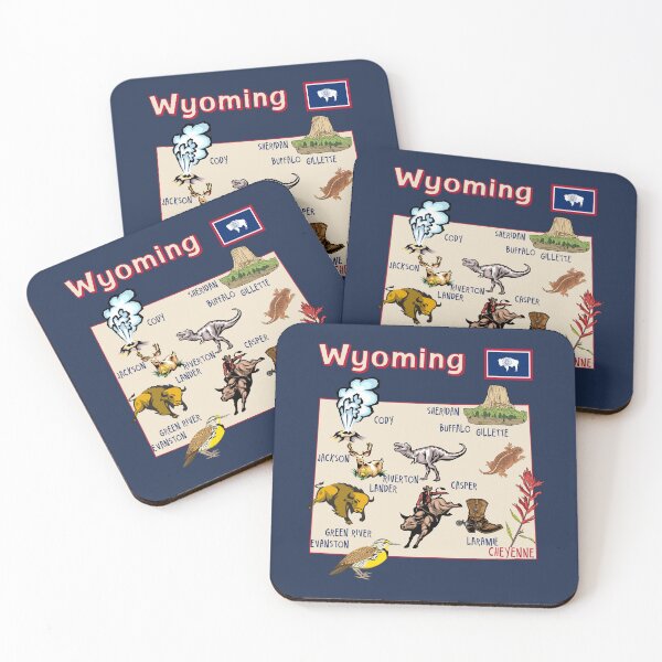 Item preview, Wyoming State Map, Icons & Landmarks Art designed and sold by mashmosh.