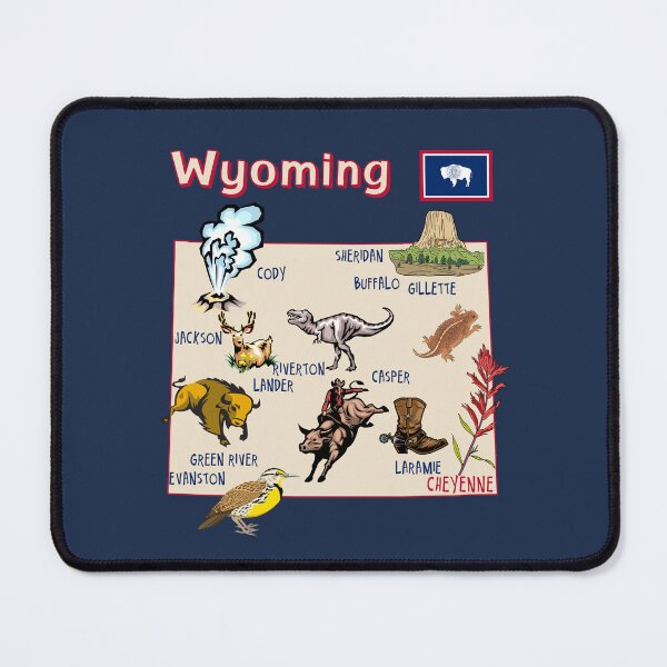 Item preview, Wyoming State Map, Icons & Landmarks Art designed and sold by mashmosh.