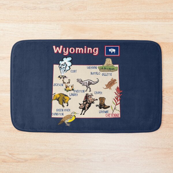 Item preview, Wyoming State Map, Icons & Landmarks Art designed and sold by mashmosh.
