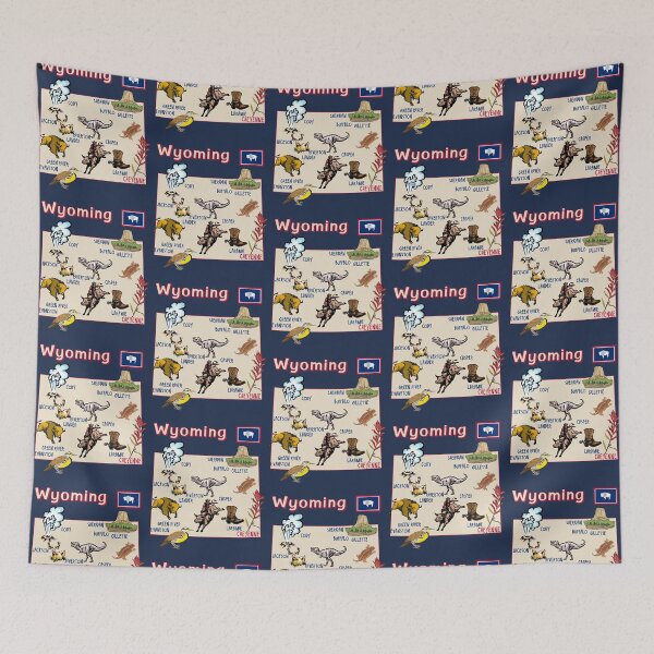 Item preview, Wyoming State Map, Icons & Landmarks Art designed and sold by mashmosh.