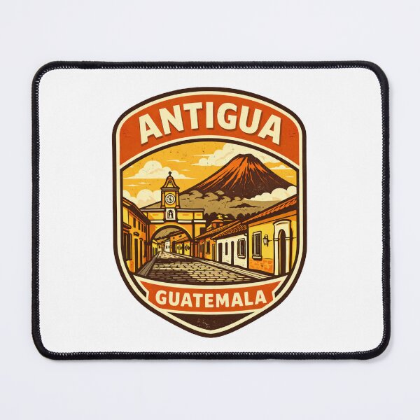 Item preview, Antigua Guatemala Volcano Travel Emblem | Retro Guatemala Souvenir Badge designed and sold by Globalcitytees.