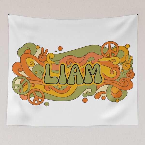 Item preview, Liam Retro Groovy 70s Peace Symbol Name Art designed and sold by MBBialyPiksel.