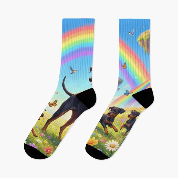 Item preview, Joyful Manchester Terrier Family in Rainbow Paradise Flower Field designed and sold by PetMemorialArt.