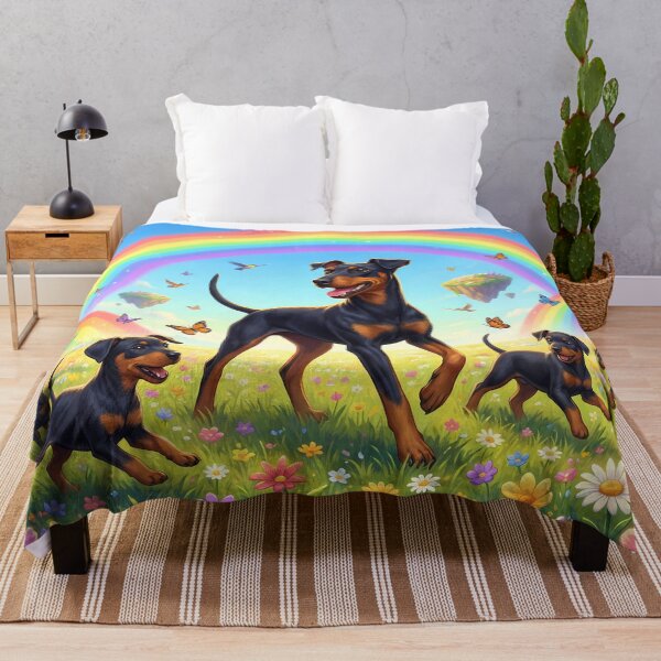 Item preview, Joyful Manchester Terrier Family in Rainbow Paradise Flower Field designed and sold by PetMemorialArt.