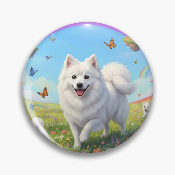 Item preview, Joyful American Eskimo Dog Family in Rainbow Paradise designed and sold by PetMemorialArt.