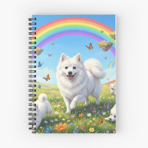 Item preview, Joyful American Eskimo Dog Family in Rainbow Paradise designed and sold by PetMemorialArt.