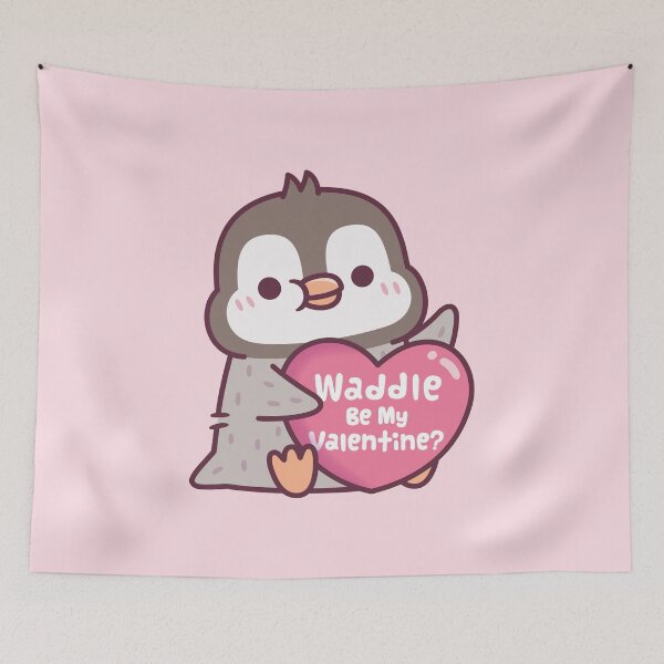 Item preview, Cute Penguin With Heart Waddle Be My Valentine designed and sold by rustydoodle.