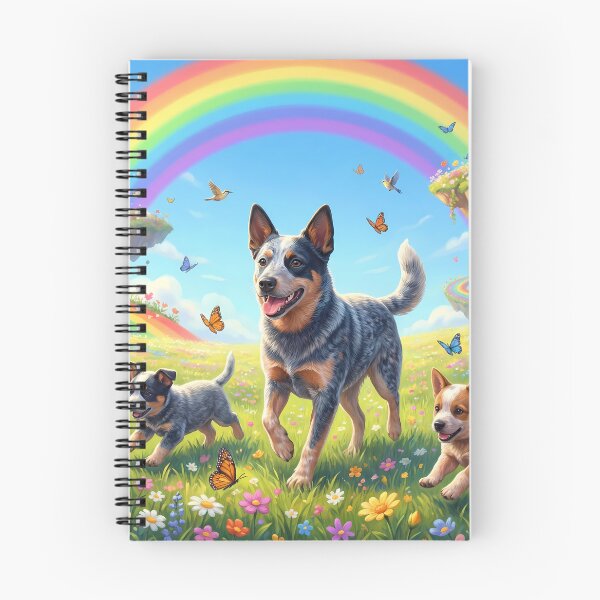 Item preview, Joyful Australian Cattle Dog Family in Rainbow Paradise designed and sold by PetMemorialArt.