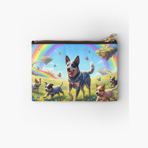 Item preview, Joyful Australian Cattle Dog Family in Rainbow Paradise designed and sold by PetMemorialArt.