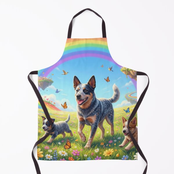 Item preview, Joyful Australian Cattle Dog Family in Rainbow Paradise designed and sold by PetMemorialArt.