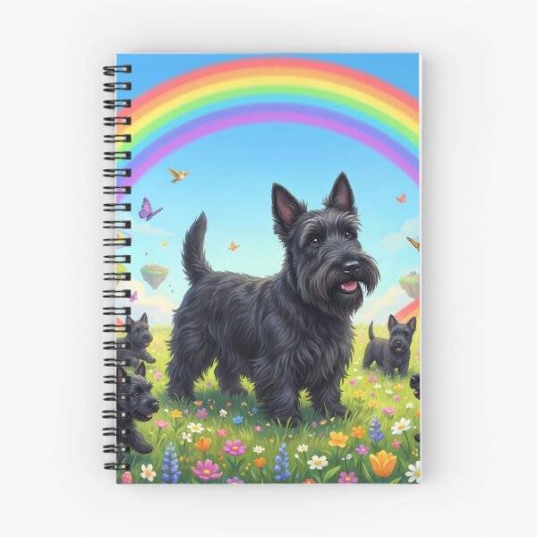 Item preview, Joyful Scottish Terrier Family in Rainbow Paradise designed and sold by PetMemorialArt.